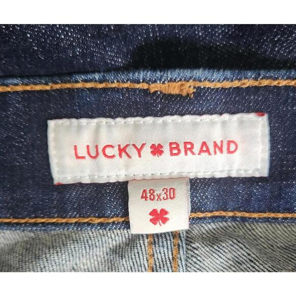 Lucky Brand Jeans Mens 48x30 Blue 181 Relaxed Straight Dark Wash Denim Plus Size - Picture 6 of 7